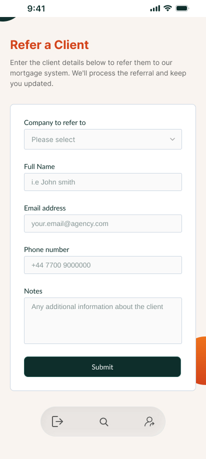 Mobile — refer a client